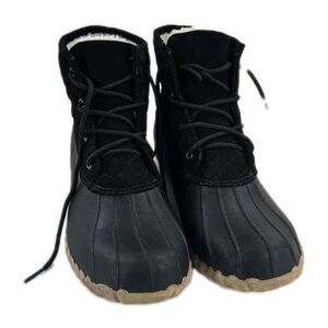 OUTWOODS Women's Weather Proof Duck Boots Rain Snow Rubber Black Lace Up Size 10